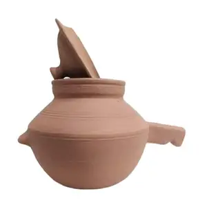 Generic LKC Clay Cooker with supern lid/Clay kadhai for Cooking Good Food Like Chicken kadhai, Chicken Handi, dal Fry. Size 20X20X25 cm Big Size.