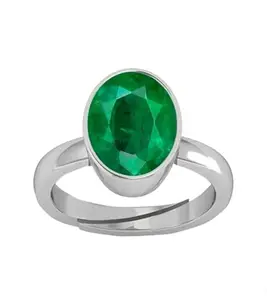 STONEFLEX Natural 7.25 Ratti Zambian Emerald Panna Astrological Purpose Adjustable Ring for Women's and Men's
