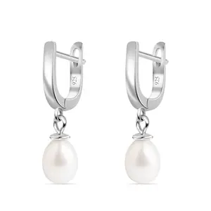 Ornate Jewels 925 Sterling Silver Pear Drop Freshwater Pearl Dangler Earrings for Women and Girls