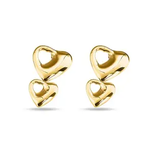 PALMONAS Sculpted Heart Gold Drop Earrings for Women - Gold Plated, Waterproof & Anti Tarnish Earrings | Gift For Women & Girls | Durable, Lightweight, & Comfortable Jewellery for Women