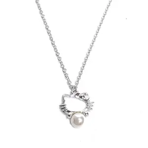 Pearl Kitty Pendant Necklace for Girls & Women – 92.5 Sterling Silver | Cute Cat Design with Pearl Accent