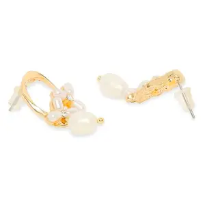 BELLEZIYA Gold Finish & Pearl drop earrings for women and girls