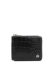 Da Milano Genuine Leather Black Zip Around Women Wallet (10260)