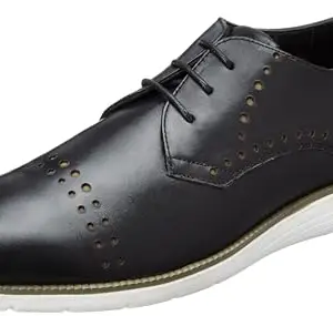 Lee Cooper LC4954D Men's Leather Lace-Up Casual Shoes Lightweight & Comfortable | Durable TPR Sole | Stylish Everyday_41EU_7UK Black