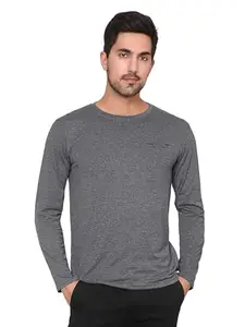 BEYOUNG Shark Grey Melange Full Sleeves T-Shirt for Men