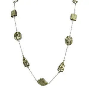 Reiki Crystal Products Pyrite Necklace for Women And Girls Natural Stone Charged By Reiki Grandmaster & Vastu Expert