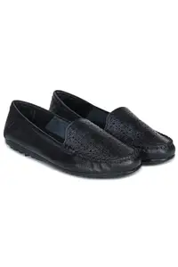 Zoom Shoes Premium Leather Comfortable Lightweight Bellies for Women with Rubber Sole Ideal for Casual Wear Black