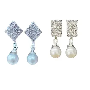 Stylish studs earrings for women stylish jhumka oxidised Silver Earrings and pearl earrings for women Combo stud earrings