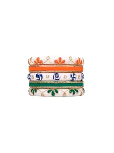 Taasha Craft Chandravaj Tricolour Handmade cotton thread Bangles in colours of Indian Flag Bangle Set for Women & Girls set of (5 Bangles)