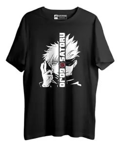 Men's Cotton Blend Half-Sleeve Printed T-Shirt: Stylish Comfort||Casual Wear||Round Neck||Printed Goju Black X-Large