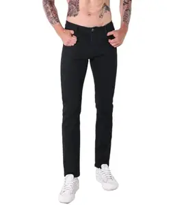 L'MONTE Imported Denim Black Stretchable Skinny Straight Fit Jeans Pant for Men (32, Black)