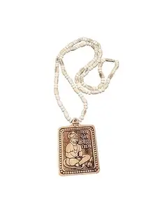 Dharmsaar Ltd Bhageshwar Dham Long Black White Mala,Jai Shri Ram Bageshwar Dham White Black Wooden Tulsi Kanthi Mala with Tulsi Hanuman ji Locket for Men and Women