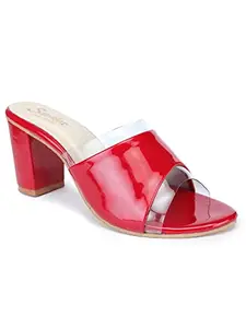 Sapatos Women Casual Block Heels, Ideal for Women (ST-6178-Red-36)