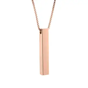 Yellow Chimes Yellow Chimes Pendants for Women Rosegold Plated Stainless Steel Bar Charm Chain Pendant for Women and Girls