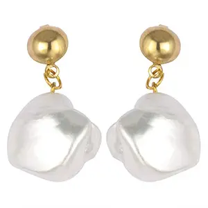 ACCESSHER Western Gold Plated Baroque Pearl Drop Dangle Earrings Light Weight Office Wear Western Earrings for Women and Girls pair of 1