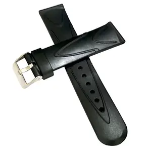 Ewatchaccessories 22mm PU Rubber Watch Band Strap Fits LUMINOR RADIOMIR Black Pin Buckle-PB-549