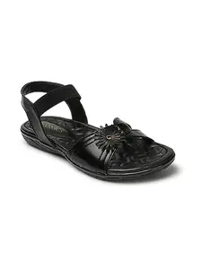 ICONICS Women's Slingback Comfortable Sandal for Casual Daily I Office Use ICN-ST-W-21 Black Flat 3 Kids UK