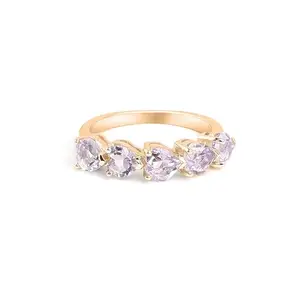 Gempro 925 Sterling Silver Premium Round Amethyst Ring For Her, (Rose Gold, US 7)