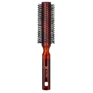 Miss Claire Plastic Round Hair Brush With Soft And Bristle For Smoothening, Straightening, Styling And Curling For Men And Women (Walnut) (R67004TT)