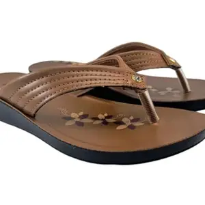 FLITE Women's Slippers/Sandals/Fashion Sandals/PU Slippers/Thong Sandals for Women (TAN, UK Footwear Size System, Adult, Women, Numeric, Medium, 4)