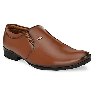 Leepeeter Men Formal Shoes | Slip-on Moccasin Shoes | Provide Comfort & Stylish | Perfect for Formal Wear, Business Casual, and Parties (Tan, UK Footwear Size System, Adult, Men, Numeric, Medium, 7)