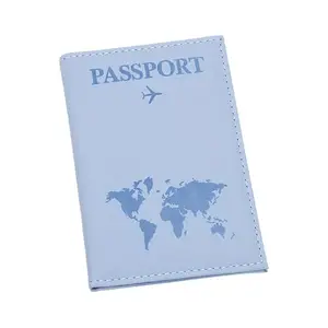 HVG TRADERS Map Passport Holder, Portable Universal Passport Cover for Women Men, PU Leather Airplane Travel Wallet Case Organiser for Passport Credit Cards Boarding Passes (Blue)