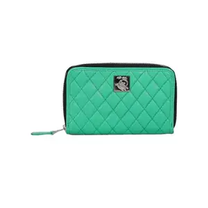 We-Go Genuine Leather, Diamond Quilted Leather Women Wallet Color Green