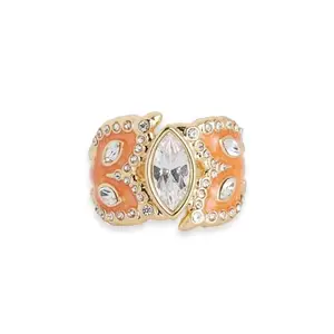 Shaze Verona Ring | Enamelled Ring | Made of Brass | Ring | Color - Gold and Orange