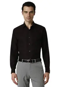 Van Heusen Men's Solid Regular Fit Shirt (VHSFWCUBU74474_Brown