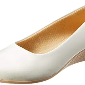 Footshez Women's Comfortable Stylish Solid Wedge Heel Slip-On Bellies | Ballerina for Women (Beige)-New (White, 3)
