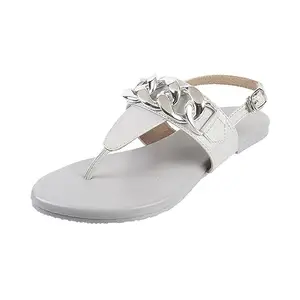 Metro Women Grey Synthetic Leather Flat Fashion Sandal UK/7 EU/40 (33-358)