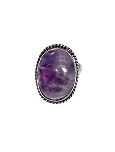 Natural Amethyst Brass,Oxidised Gemstone Rings Jewelry