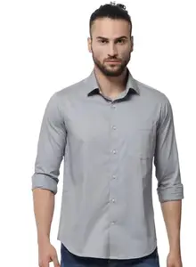 Kiwi Men's Regular Fit Cotton Solid Full Sleeve Casual Shirt | Formal Shirts | Shirts for Men (in, Alpha, M, Grey)
