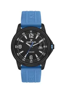 DANIEL KLEIN Analog Black Dial with Blue Silicon Strap Men's Watch - DK.1.13910-5