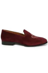 Louis Philippe Men Maroon Leather Slip Ons