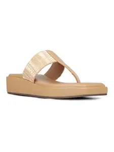 Inc.5 Womens Beige Printed T strap Casual Wedge Heel Sandals