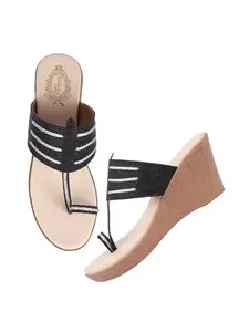 Shoetopia Women's R-9 Wedge Sandal-6 Kids UK (R-9-Black)-EU39