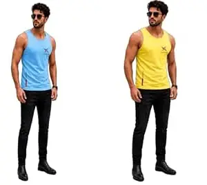 EARTH STAR Men's Cotton Tank Top T-Shirt | Sleeveless Gym Vest | Vest for Man Graphic Logo Print for Workout, Beach, Gym | Workout Sando | Gym Tshirts