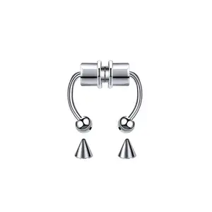 GOHO Elegant Silver Barbell and Cone Nose Ring