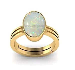 SONIYA GEMS Natural Opal Stone Adjustable Ring 11.25 Ratti 10.00 Carat and Certified Exclusive Gemstone Free Size anguthi Gemstone for Men and Women