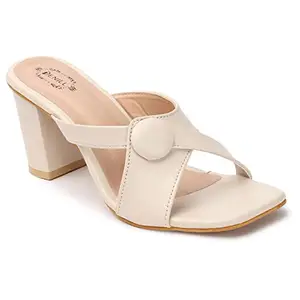 Denill Women Pump Block Heel (Beige, numeric_5)