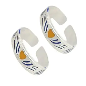 Sahiba Gems 925 Sterling Silver Designer Cuting Leg Finger Toe Rings/Chandi Bichiya ~ Multi Color Tone Toe Rings