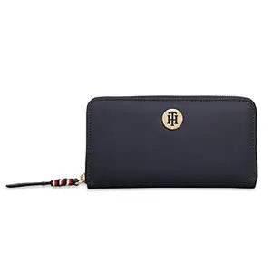 Tommy Hilfiger Canmore Leather Zip Around Wallet Handbag For Women - Navy