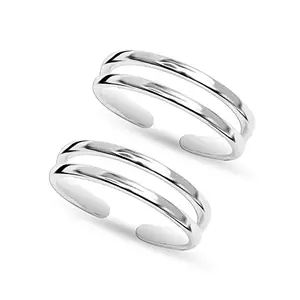 Amazon Brand - Anarva Women's Classic Dauble Liner Toe-Ring in 925 Sterling Silver BIS Hallmarked