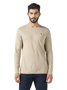 TECHNOSPORT Men's Polyester Slim Fit Self-Design Long Sleeve T-Shirt with Double Cool for Gym, Sports and Regular Use