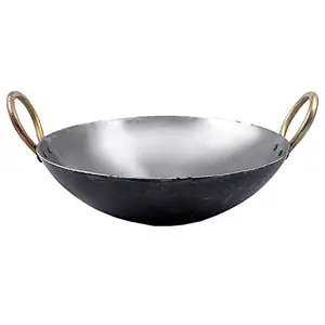 Shivhomeworld Traditional Iron deep Kadai/Frying Pan for Cooking ( Size-7 ) 500ml, (PICC2)