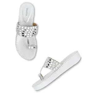 ROCIA By Regal Silver Women Mirror Work Comfort Flats