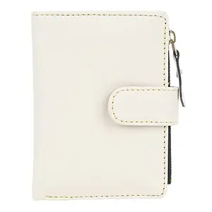 TnW PU Leather Mini Zipper Wallet for Women (Cream)