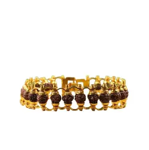 MAGIC GEMS rudraksha gold plated bracelet 2 line chain natural rudraksha bracelet A1 grade rudraksha beads pure gold plated chain Luxurious look bracelet original certified रुद्राक्ष गोल्ड ब्रेसलेट