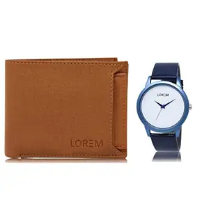 LOREM Combo of Men Watch & Artificial Leather Wallet-FZ-WL03-LR33